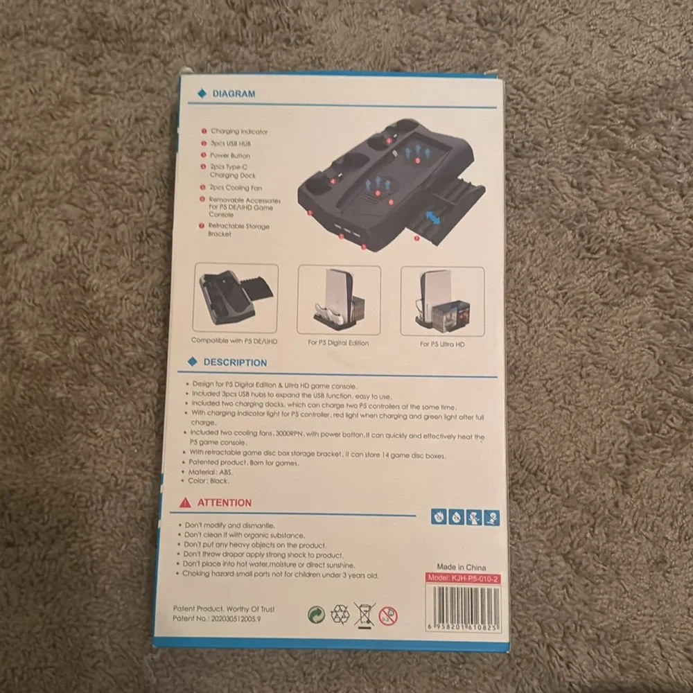 PS5 charging stand with cooling fan -New in box